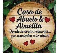 Shein Placa decorativa plana 2D y ornamento, 1 pieza Letrero de casa de abuelos españoles - Estilo latino vintage "De Abuelo & Abuelita" Placa de pared de m