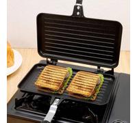 Shein Plancha doble cara - Sándwich de aluminio antiadherente, placa de queso para hornear giratoria, sándwich de desayuno, 35.5 X 24 X 3 cm. La plancha dob