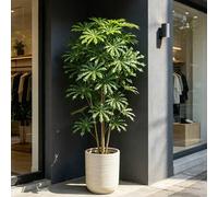 Shein Planta artificial de yuca grande de 80-96cm, árbol de palma tropical realista, rama de monstera, hojas de ficus de plástico, planta de goma, hojas de