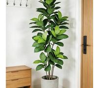 Shein Plantas artificiales grandes de Ficus, árbol de banyan falso de 70 a 130 cm, hojas y ramas de árbol de higuera tropical realista de goma para decoraci