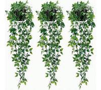 Shein Plantas artificiales, plantas colgantes en macetas, estantería colgante de pared, para interiores, exteriores, decoración de estantería de sala de est