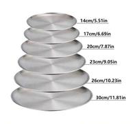 Shein Plato de servir redondo de acero inoxidable - Bandeja de metal con acabado cepillado para ensalada, pizza, filete & postre - Vajilla fácil de limpiar