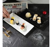 Shein Platos de piedra natural negra/blanca, platos de sushi japoneses, platos de bistec occidentales, bandejas para servir aperitivos, suministros de cocin