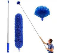Shein Plumero para techos y cielos rasos con varilla extensible, plumero para telarañas, cepillo limpiador de telarañas y kit de plumero para ventiladores d