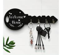 Shein Portallaves de estilo bohemio rústico de madera con estante y ganchos - Fácil instalación, organizador de pared ahorra espacio para llaves, abrigos y