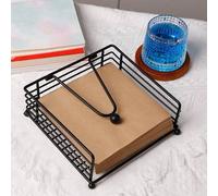 Shein Portanachos de metal cuadrado dorado/negro, dispensador de pañuelos de papel, organizador de servilletas, adecuado para mesa de comedor, baño, decorac