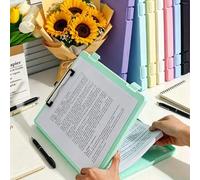 Shein Portapapeles de almacenamiento de plástico multicolor con clip de metal, caja de documentos incorporada para papel A4, organizador de archivos, para e