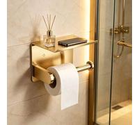Shein Portarrollos de acero inoxidable con espacio de almacenamiento superior - Fácil instalación para baño y tocador, sin taladro u opcional con taladro -