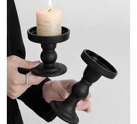 Shein Portavelas de cerámica con diseño de columna romana negra vintage, base para quemador de incienso de decoración de lujo para el hogar, elegante