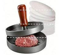 Shein Prensa de carne de hamburguesa directa de fábrica, molde manual redondo para hacer hamburguesas - Molde de hamburguesa de metal, adecuado para hacer h