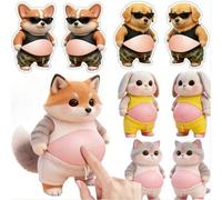 Shein Protector de pared suave y esponjoso con diseño 3D de la barriga de un Corgi - Pegatina de pared de gato apta para apartamento, hogar, baño, cocina y