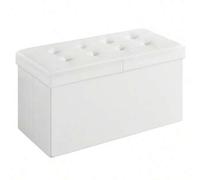 Shein Puff Almancenaje, Banco Almacenaje, Banco con Tapa Plegable, Capacidad de 89 L, con Asiento Acolchado, 38 x 76 x 38 cm, Blanco