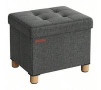 Shein Puff Almancenaje, Banco Almacenaje, Taburete con Reposapiés, Plagable, Banco con Almacenamiento, 32 x 40 x 33,5, para Sala de Estar, Dormitorio, Gris