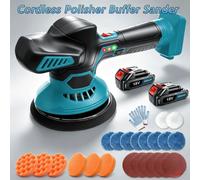 Shein Pulidora, abrillantadora y lijadora inalámbrica, máquina pulidora sin escobillas, pulidora orbital con dos baterías de 18 V, para detallado de automóv