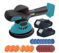 Shein Pulidora de coche inalámbrica con 2 baterías de 3000 mAh, kit de pulido y abrillantador de coche 6 en 1 con 22 accesorios, base de 145 mm, 6 velocidad