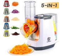 Shein Rallador de ensalada rotativo eléctrico 5 en 1, que integra el rallador de queso rotativo, la cortadora de verduras, la trituradora de verduras, el ra