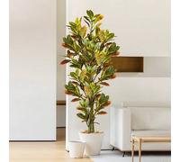 Shein Rama De Árbol Artificial Que Cambia De Color Con Ficus Microcarpa Y Hojas De Árbol De Caucho, Plantas De Plástico Para Jardín Interior/exterior, Hogar