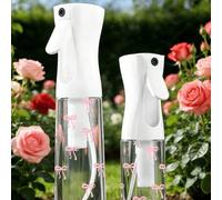 Shein Regadera transparente con patrón de lazo para mascotas al aire libre, regadera y rociador de plantas, botella de spray multifuncional de niebla fina,