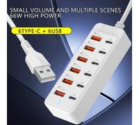 Shein Regleta de enchufes, panel de alimentación, cargador USB/cargador multipuerto, estación de carga USB, alargador de corriente, cargador rápido tipo C,
