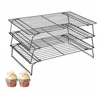 Shein Rejilla de enfriamiento apilable de 1/2/3 niveles, rejilla de alambre de metal antiadherente para hornear, secar galletas, cupcakes, pan, pasteles, ba