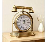 Shein Reloj de escritorio de arte de hierro vintage, reloj de escritorio estilo retro europeo adecuado para dormitorio, sala de estar, decoración del hogar,