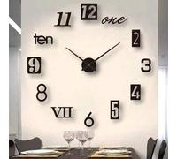 Shein Reloj de pared 3D DIY, Reloj de pared de acrílico negro luminoso, Reloj de pared a pilas, Adecuado para sala de estar y dormitorio