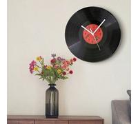 Shein Reloj de pared con diseño de disco de vinilo vintage, reloj colgante de lujo para café, bar, decoración de escritorio, reloj de cuarzo silencioso, dec
