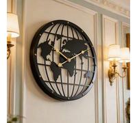 Shein Reloj de pared de hierro hueco estilo industrial europeo, reloj de pared de metal hueco creativo, reloj silencioso sin tictac para decoración de sala
