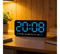 Shein Reloj de pared de pantalla grande para sala de estar, reloj decorativo para sala de estar, reloj de uso dual pared & mesa, reloj electrónico multifunc