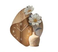 Shein Reloj de pared decorativo de diseño interior creativo de color crema 2D, reloj de hogar, para decoración de sala de estar, estudio, dormitorio, comedo