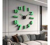 Shein Reloj de pared grande de 16"/36"/47" de diseño moderno, reloj de cuarzo 3D/2D DIY, pegatina de espejo acrílico de moda, decoración del hogar para sala