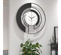Shein Reloj de pared grande de estilo minimalista moderno, pintado en hierro, con esfera de mármol, de metal creativo, silencioso sin tic-tac, adecuado para