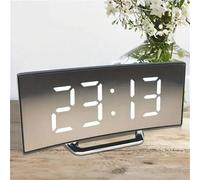 Shein Reloj digital de arco moderno, reloj despertador con espejo. Doble fuente de alimentación (batería o USB), pantalla grande, diseño de decoración del h