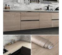 Shein Rollo de papel tapiz autoadhesivo impermeable de PVC, adecuado para muebles, gabinetes, película decorativa de vinilo, adhesivo de grano de madera, de
