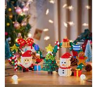 Shein Santa Claus & Muñeco de Nieve Bloques de Construcción de Partículas Pequeñas Corona Adorno Regalo Navideño Juguete Rompecabezas Hecho a Mano