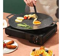 Shein Sartén redonda antiadherente portátil de 30 cm, apta para uso doméstico y camping al aire libre, utensilios de cocina, color negro, regalo del Día de