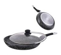 Shein Sartén tradicional Stone Tec 22/24/26/28/30 cm+ Tapa. Sartén antiadherente Stone & Stone con base de acero de inducción de piedra, para chefs profesio