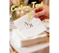 Shein Servilletas de boda personalizadas, servilletas de papel desechables de 3 capas con borde ondulado blanco para fiestas, cumpleaños y bodas, decoración