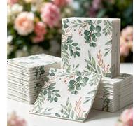 Shein Servilletas de papel desechables con diseño floral de eucalipto, servilletas de cóctel decorativas con hojas verdes, servilletas de cena con patrón bo