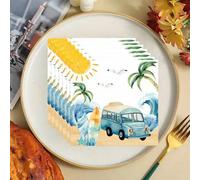 Shein Servilletas de papel desechables para cena de verano con acuarela, 20 piezas/40 piezas/60 piezas, servilletas de almuerzo de 2 capas con estampado de