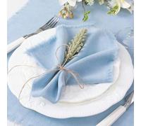 Shein Servilletas de tela hechas a mano de 17"X17" con flecos, servilletas de lino grueso suaves y versátiles para la mesa de cena en fiestas, bodas y uso d