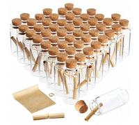 Shein Set de 10/20 botellas pequeñas de vidrio de 10 ml con corchos y mini rollos para crear un mensaje en botella, cápsulas del tiempo, regalos para bodas