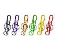 Shein Set de 10/30/80 piezas de clips de papel con forma de nota musical, 6 colores mezclados, material de metal, accesorios de oficina con tema musical, ad