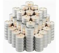 Shein Set de 10/50/100 piezas de velas de cera de parafina circular, duración de la combustión de 2 horas (S), 4 horas (L), configuración romántica, sin hum