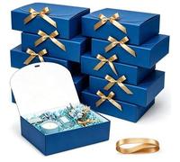 Shein Set de 10 cajas con tapa, color azul, tamaño 10.6 X 7.8 X 3.1 pulgadas, viene con cinta dorada, adecuado para caja de invitación de dama de honor, reg
