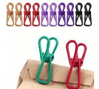 Shein Set de 10 piezas de Clips de acero recubiertos de PVC para sellar paquetes de alimentos, bolsas de patatas fritas, ropa y papel - Colores aleatorios,