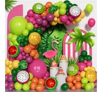 Shein Set de 109 piezas para decoración de fiesta con globos estilo Hawái, para decoración de fiestas al aire libre/playa, incluye globos de látex redondos