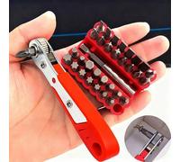 Shein Set de 11 piezas/20 piezas/34 piezas de destornillador de trinquete de ángulo recto, llave de trinquete mini de 36 dientes, destornillador magnético d