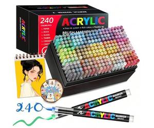 Shein Set de 12/24/36/48/60/72/84 piezas de marcadores acrílicos de alto brillo de líquido directo, bolígrafos de gel, bolígrafos de color de secado rápido