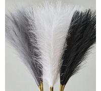 Shein Set de 12/24 piezas de Hierba artificial de pampa falsa, junco artificial grande y esponjoso, plantas artificiales de flores falsas para decoración de